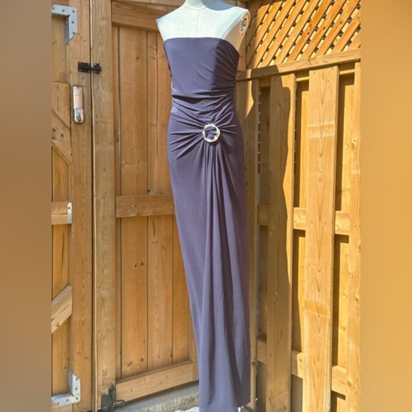 🆕 SIMKHAI 🧿 NWOT Emma Draped Jersey Bustier Midi Dress, Midnight Blue Sz US 8 - Picture 11 of 16